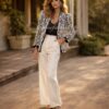 Vintage 80s Nipon Night Sequin Blazer Black White Beaded Jacket M