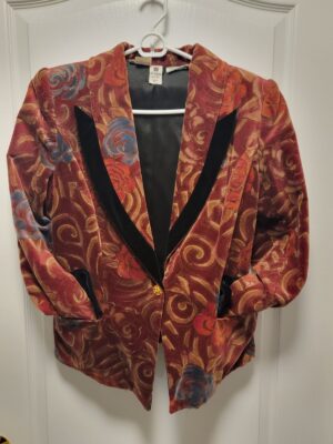 VTG Ungaro Parallele Paris Velvet Floral Blazer Jacket Size 12 Designer 80s 90s