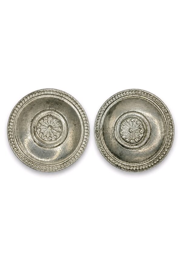Ben Amun Silver Tone Round Medallion Clip Earrings Vintage