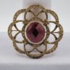 Monet Burgundy Faceted Accent Openwork Flower Brooch