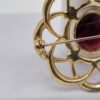 Monet Burgundy Faceted Accent Openwork Flower Brooch