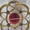 Monet Burgundy Faceted Accent Openwork Flower Brooch