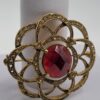 Monet Burgundy Faceted Accent Openwork Flower Brooch