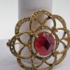 Monet Burgundy Faceted Accent Openwork Flower Brooch