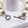 White Baroque Faux Pearl Toggle Bracelet Silver Tone