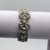 BRA-00010 (1) (2) Weiss Clear Glass Rhinestone Bow Link Bracelet in Silver Tone