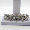 BRA-00010 (1) Weiss Clear Glass Rhinestone Bow Link Bracelet in Silver Tone