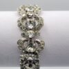 BRA-00010 (6) Weiss Clear Glass Rhinestone Bow Link Bracelet in Silver Tone