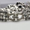 BRA-00010 (8) Weiss Clear Glass Rhinestone Bow Link Bracelet in Silver Tone