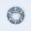 BRO-00001 (14) Light Blue Rhinestone Wreath Brooch | Silver Tone