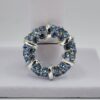 BRO-00001 (6) Light Blue Rhinestone Wreath Brooch | Silver Tone