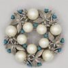 BRO-00002 (3) Sarah Coventry Alaskan Summer Faux Pearl and Blue Bead Wreath Brooch