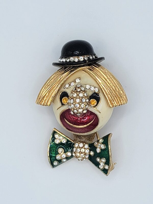 Vintage Ciner Coco the Clown Rhinestone Brooch