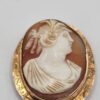 BRO-00009 (15) 1890s–1900s Antique 10K Yellow Gold Carved Shell Cameo Brooch Pendant