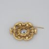 BRO-00010 (9) Vintage Purple Crystal Faux Pearl Gold Tone Filigree Brooch