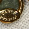 CARLA 12K Gold-Filled Open Heart Brooch with Green Oval Accent