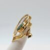 CARLA 12K Gold-Filled Open Heart Brooch with Green Oval Accent