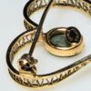 CARLA 12K Gold-Filled Open Heart Brooch with Green Oval Accent