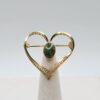 CARLA 12K Gold-Filled Open Heart Brooch with Green Oval Accent