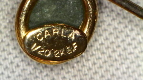 CARLA 12K Gold-Filled Open Heart Brooch with Green Oval Accent