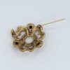 Vintage Black and White Faux Pearl Floral Brooch