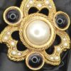 Vintage Black and White Faux Pearl Floral Brooch