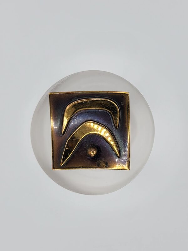 Hogan-Bolas Modernist Square Brooch with Raised Gold-Tone Arches