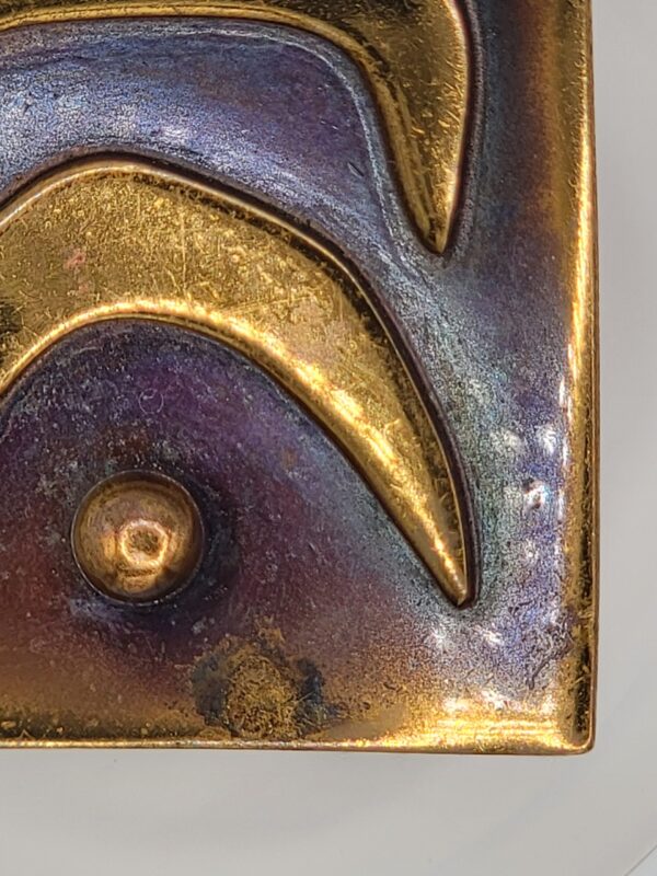 Hogan-Bolas Modernist Square Brooch with Raised Gold-Tone Arches