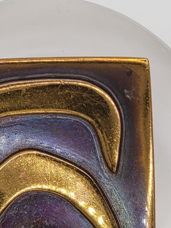 Hogan-Bolas Modernist Square Brooch with Raised Gold-Tone Arches