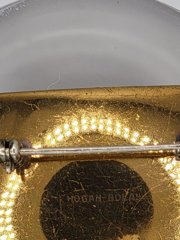 Hogan-Bolas Modernist Square Brooch with Raised Gold-Tone Arches