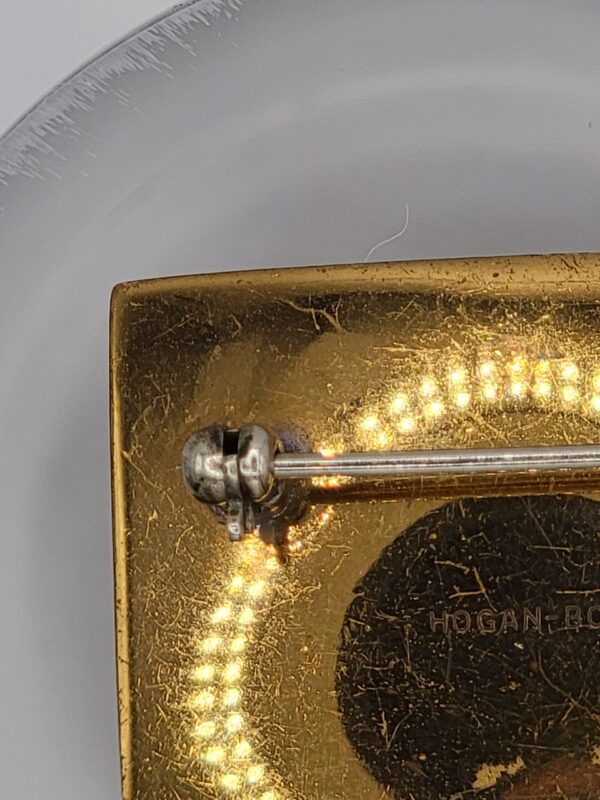 Hogan-Bolas Modernist Square Brooch with Raised Gold-Tone Arches