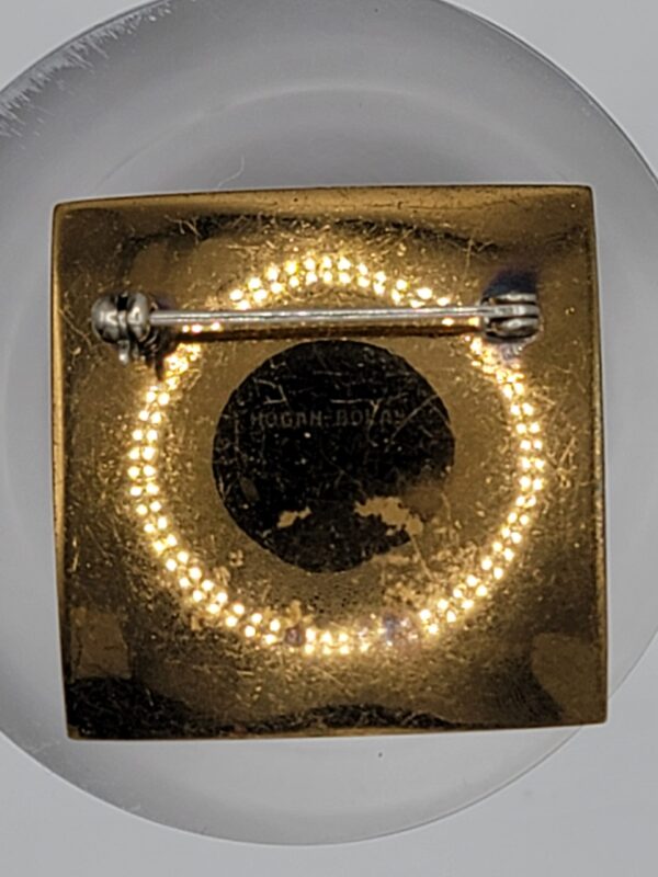 Hogan-Bolas Modernist Square Brooch with Raised Gold-Tone Arches