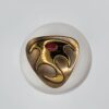 Hogan-Bolas Abstract Gold-Tone Triangle Brooch with Red Accent