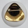 Hogan-Bolas Abstract Gold-Tone Triangle Brooch with Red Accent