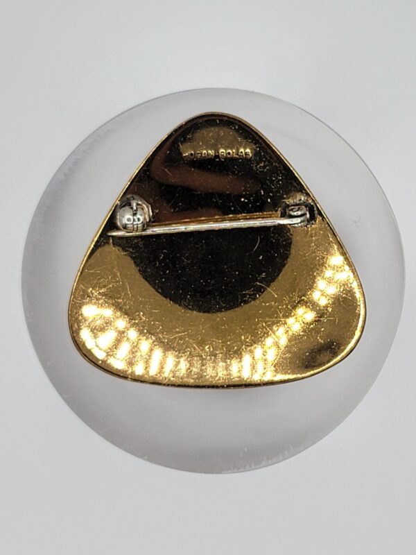 Hogan-Bolas Abstract Gold-Tone Triangle Brooch with Red Accent