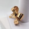 BRO-00021 (4) Vintage Coro Burgundy Rhinestone Gold Tone Bow Brooch
