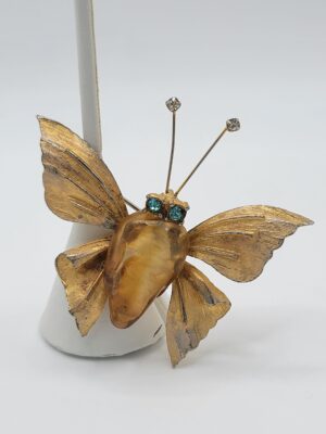 Vintage Hattie Carnegie Amber Jelly Belly Butterfly Brooch