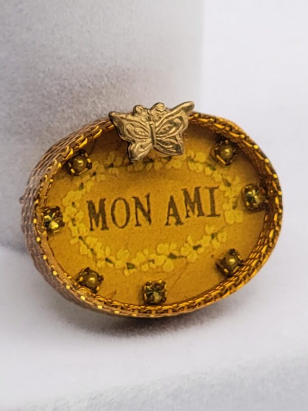 Maximal Art Mon Ami Amber-Tone Oval Butterfly Brooch