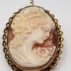 Vintage Carved Shell Cameo 12K Gold Filled Brooch Pendant