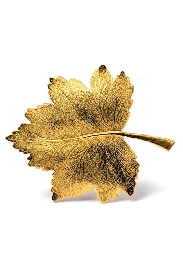 BRO-00033-web Vintage Giovanni Gold Tone Textured Leaf Brooch