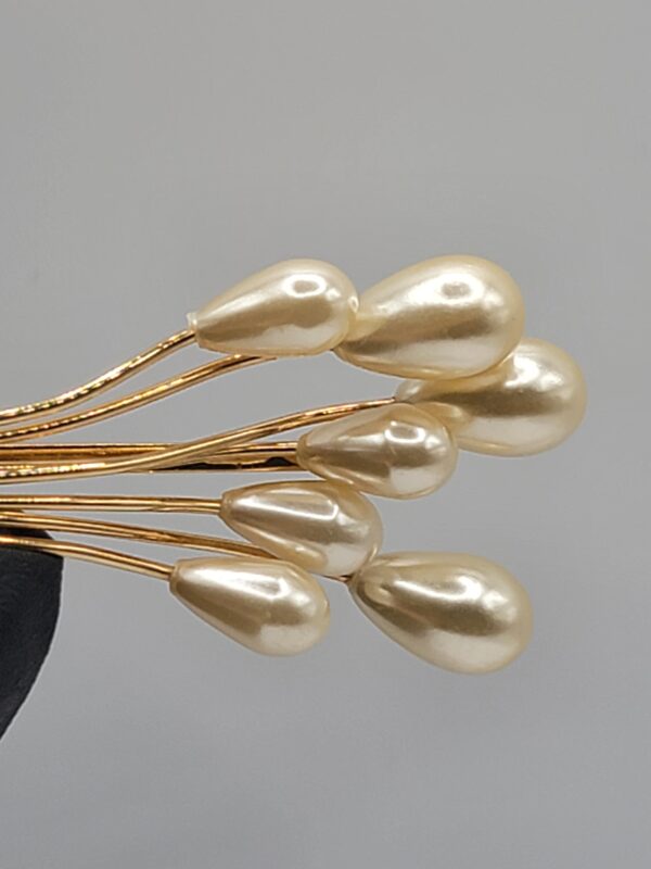 Vintage Napier Gold Tone Faux Pearl Spray Brooch