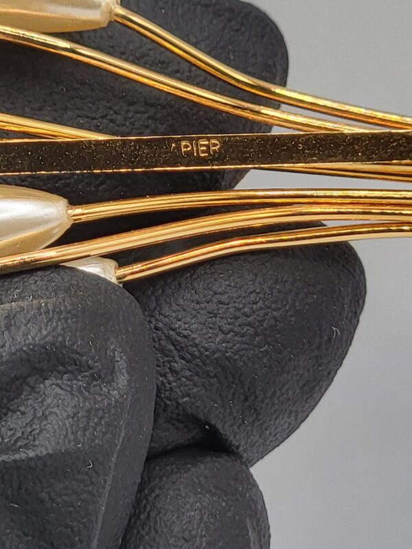 Vintage Napier Gold Tone Faux Pearl Spray Brooch