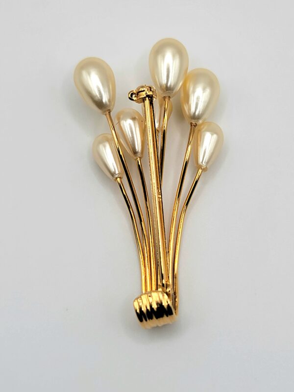 Vintage Napier Gold Tone Faux Pearl Spray Brooch