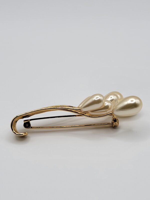 Vintage Napier Gold Tone Faux Pearl Spray Brooch