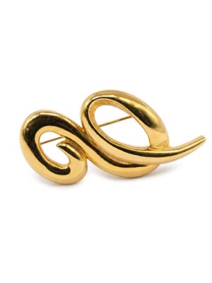 Vintage Tora Gold Tone Abstract Swirl Brooch