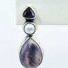 Purple Stone Pearl Amethyst Sterling Silver Drop Earrings