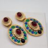 Kenneth Jay Lane Multicolor Cabochon Oval Drop Clip Earrings