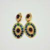 Kenneth Jay Lane Multicolor Cabochon Oval Drop Clip Earrings