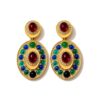 Kenneth Jay Lane Multicolor Cabochon Oval Drop Clip Earrings