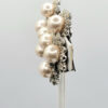 Kenneth Jay Lane Faux Pearl Rhinestone Floral Clip Earrings Vintage